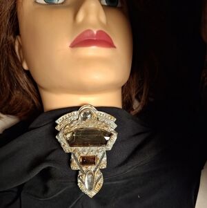 Rubinstein Modernist Brutalist Crest Amulet Statement  Brooch EDGY Scarce